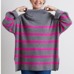 Autumn Cashmere Breton funnel neck striped sweater